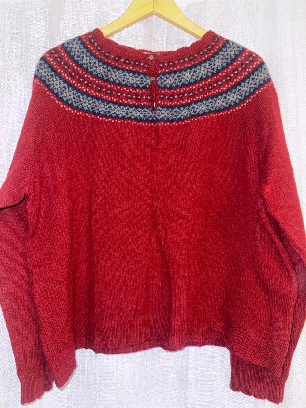 Eddie Bauer 100% Lambs Wool | Women’s Red Fair Isle Yoke Sweater XXL